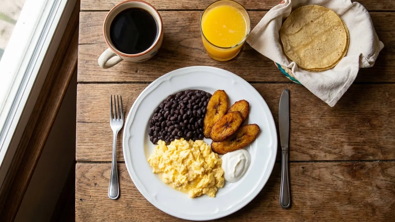 Huevos chapines servidos en el desayuno de Casa Hebrón