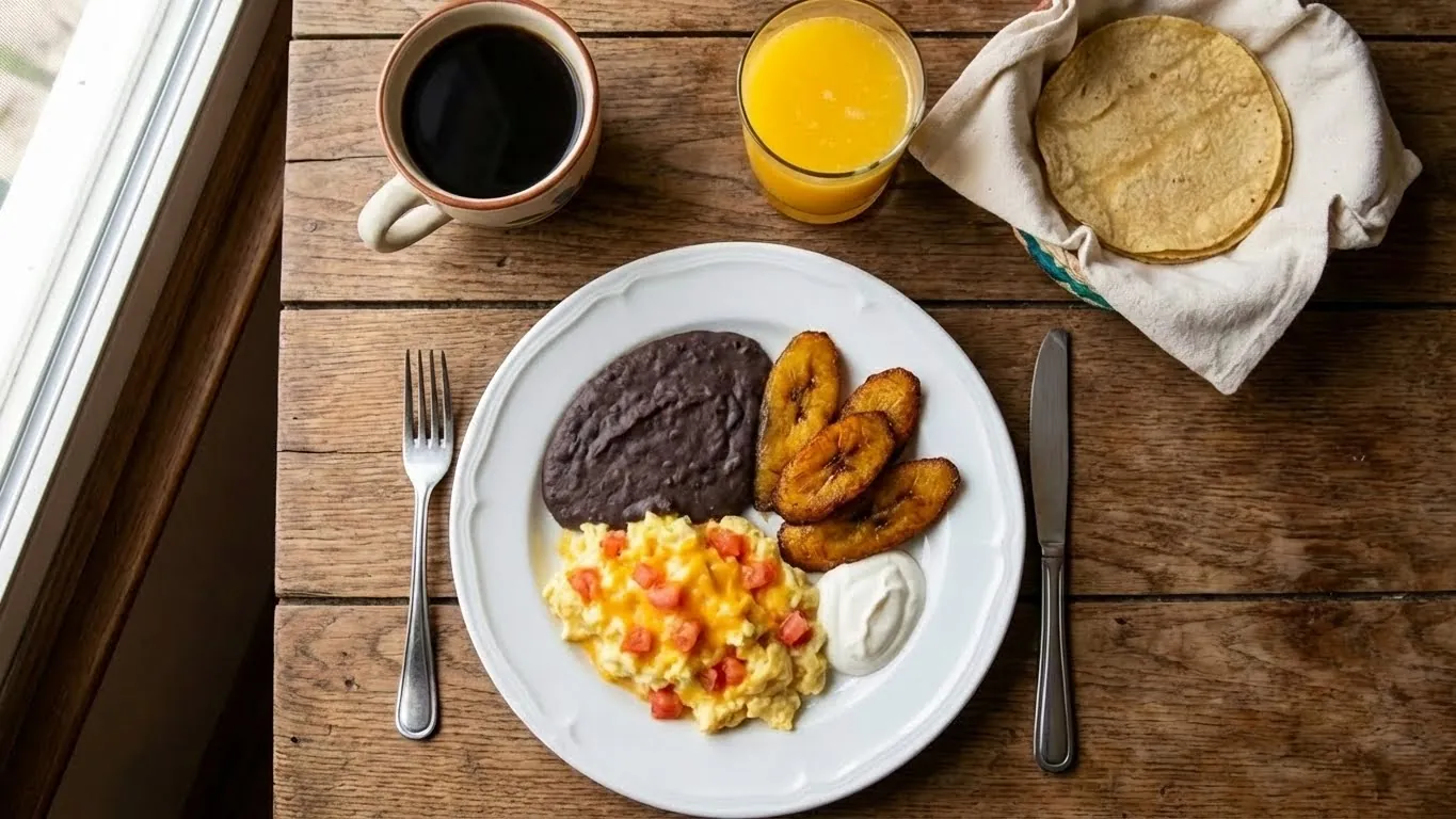 Huevos con tomate y queso del desayuno de Casa Hebrón